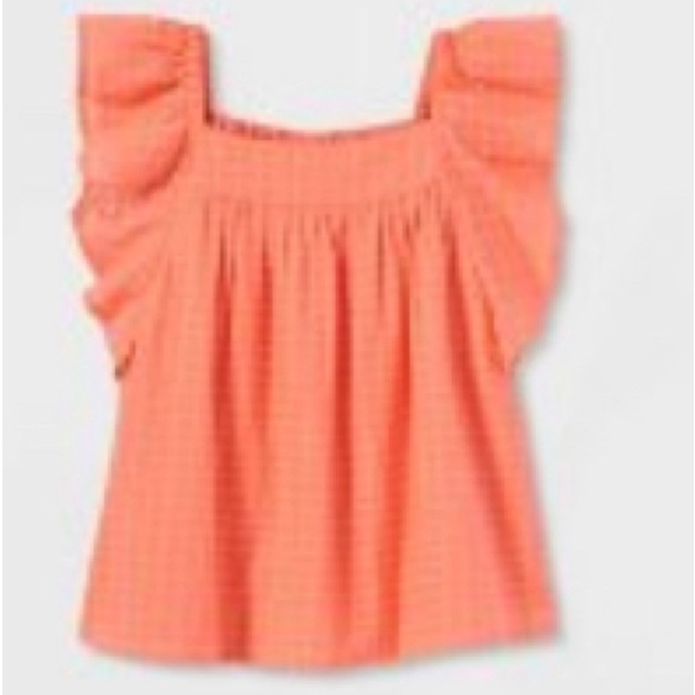 Girls Cat and Jack girls flutter sleeve top in coral, size extra large, NWT